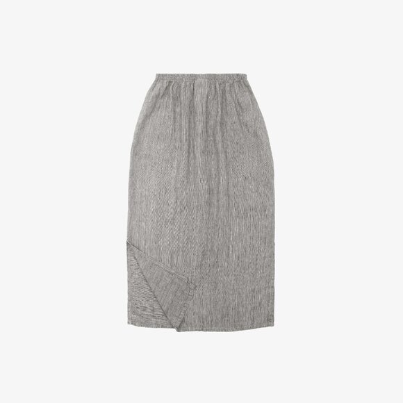 Linen Stripe Drawstring Maxi Skirt - Picture 2 of 2